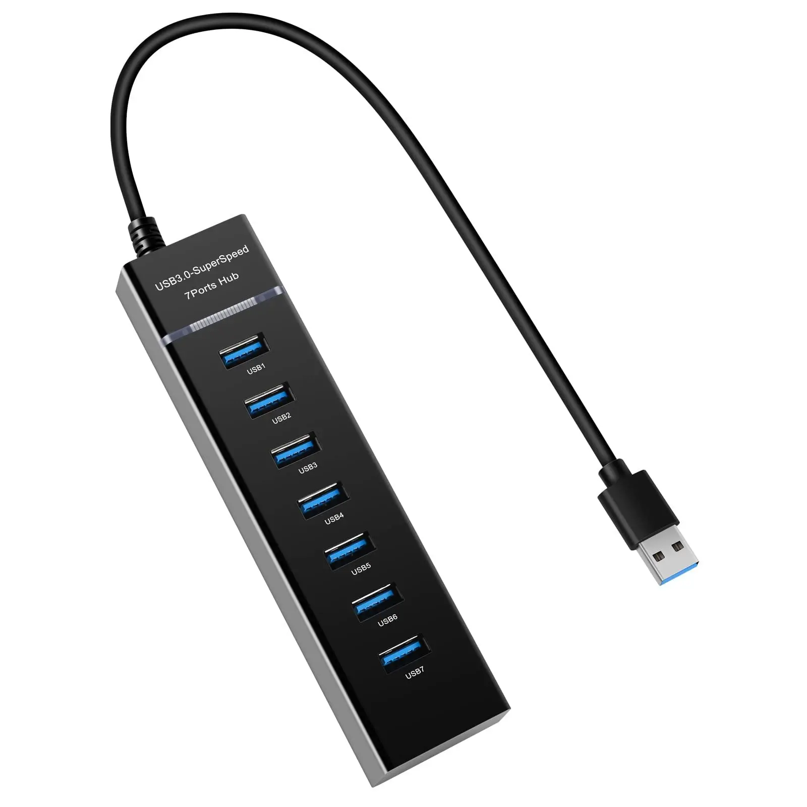 USB Hub3.0 7-Port USB Extender Splitter Adapter for Laptop Keyboard, Dell HP Lenovo Mac Acer Surface Pro and More USB Devices