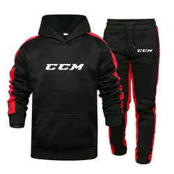 Mens Tracksuit Hooded Sweatshirts and Jogger Pants High Quality Gym Outfits CCM Autumn Casual Sports Hoodie Set Streetwear