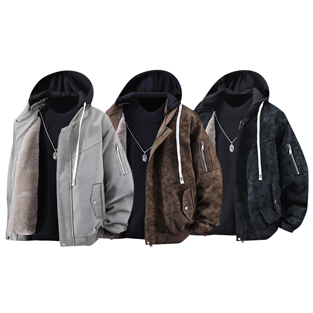 

Мужской чехол Wassup Vals из двух частей из искусственной кожи, мужская однотонная ветрозащитная повседневная куртка для осенней и зимней моды