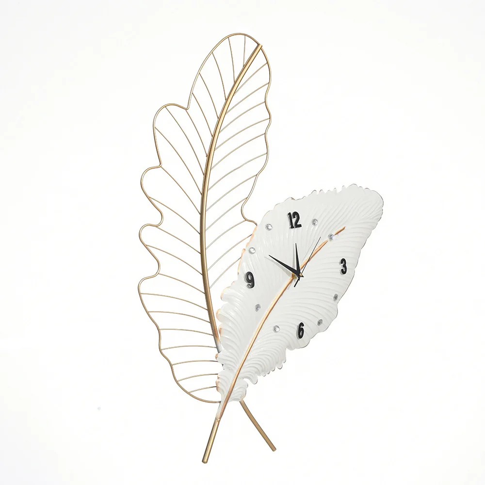 

&c 78x55cm Personality Creative Feather Light Luxury Fashion Clock Home Living Room Bedroom Decoration Wall Clock