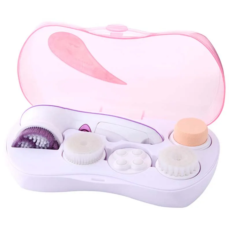 Portable 5 in 1 Facial Massager Deep Pore Cleaning Face Brush with Vibration Skin Care Tools for Nose and Lips