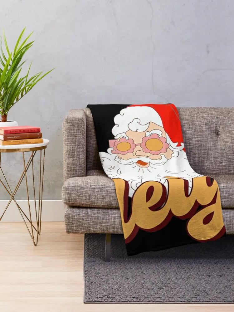 Retro Groovy Christmas Santa Here To Sleigh Xmas Women Men Throw Blanket Comforter manga Soft Big Luxury Designer Blankets