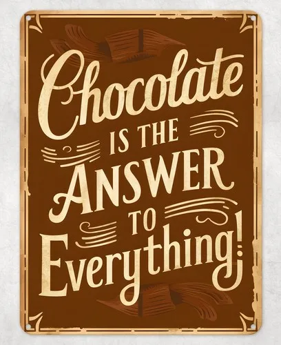 Chocolate is the Answer Metal Poster Wall Tin Sign Man Cave Shed Home Plaque --Tin Sign