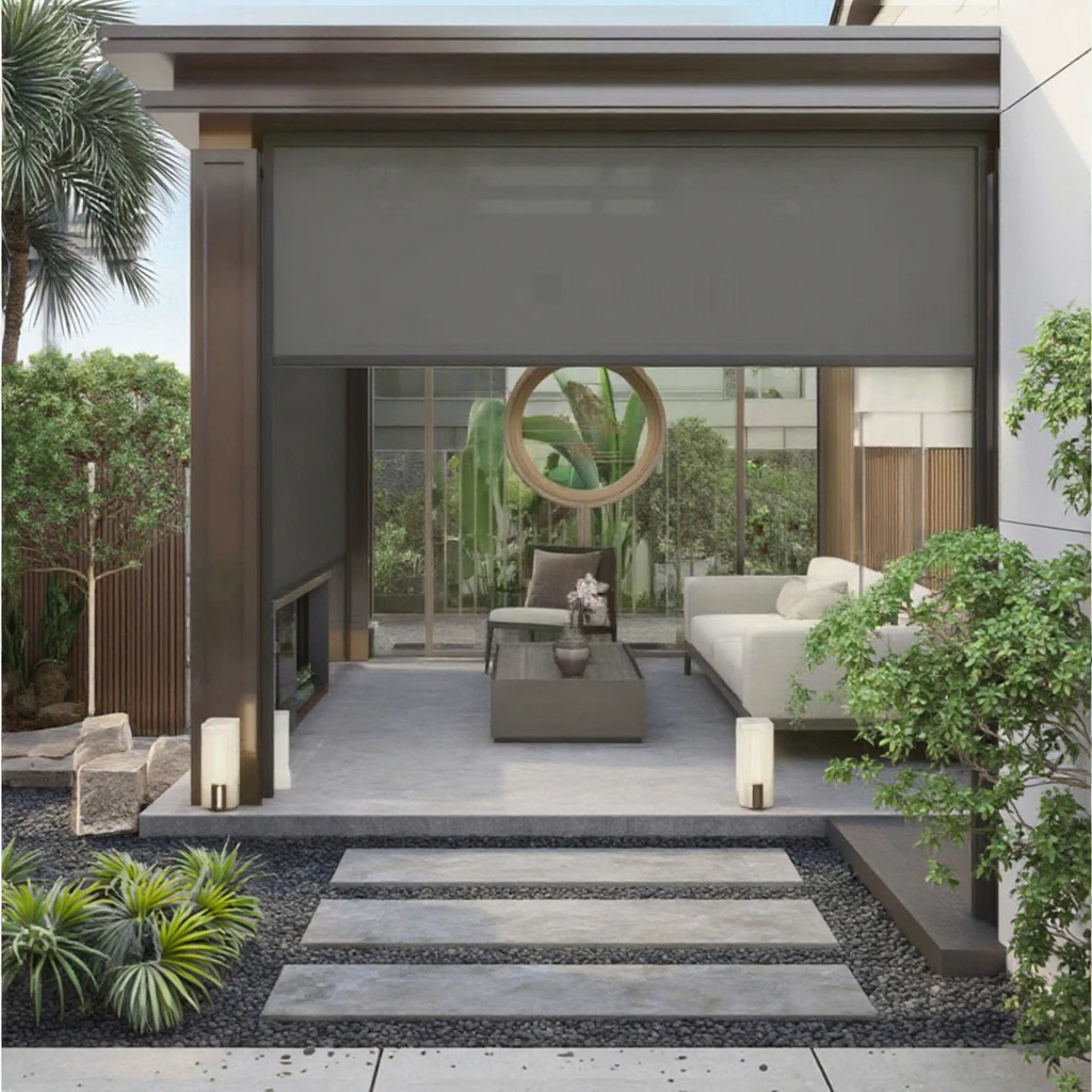 

Modern Outdoor/Indoor Roller Blinds Aluminum Alloy Windproof Sunproof Curtains for Courtyard Wind Sun Protection Other Category