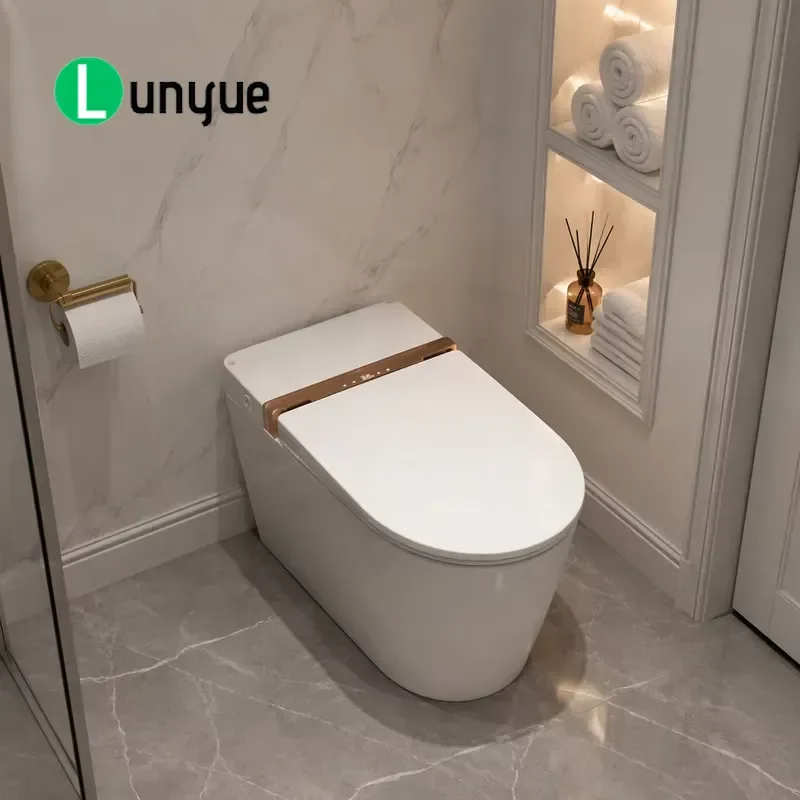 Rose Gold Floor to Ceiling Smart Toilet Automatic Flushing Bidet Heated Seat Custom Logo German EPR Hotel Bathroom Furniture