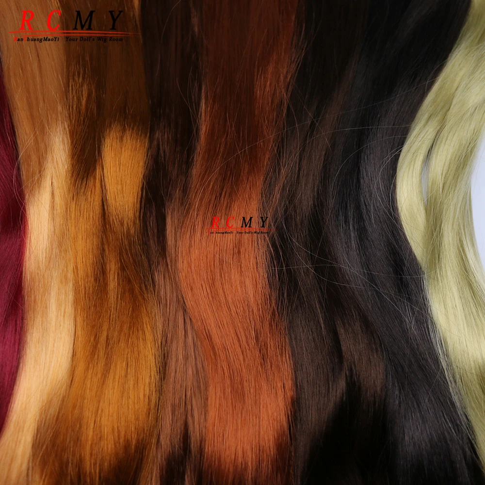 วิกผมตุ๊กตาไหมนมสีแดง RCMY สำหรับตุ๊กตา BJD/SD วิกผมตุ๊กตาแบบรากผม วิกผมตุ๊กตาแบบปลูกผม ถักมือ สีชมพู ทอง ดำ อุปกรณ์เสริมผมตุ๊กตา