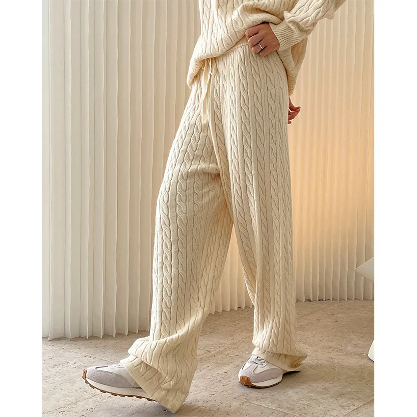 2024 Women Winter Knitted Stretch Pants High Waist Warm Pants Fashion Clothes Vintage Pants Female Trousers