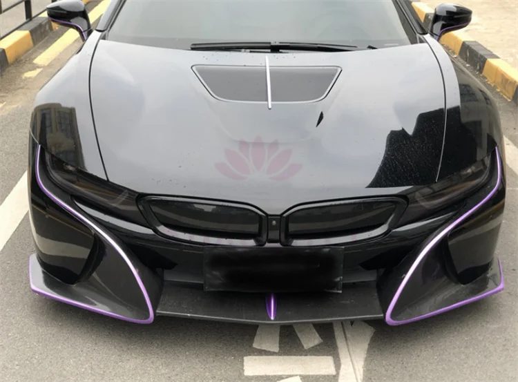 لسيارات BMW I8 ترقية Tc نمط ألياف الكربون المصد الأمامي حافة طقم الجسم الخلفي سبويلر التنانير الجانبية الناشر الخلفي #6
