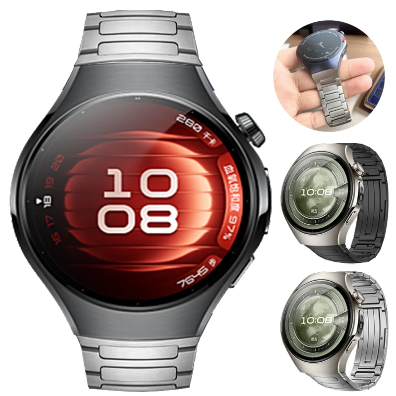 Luxury Titanium Alloy Strap For Huawei Watch 5 46MM No Gaps Metal Band For Huawei Watch 5 42mm Business Quick release Band