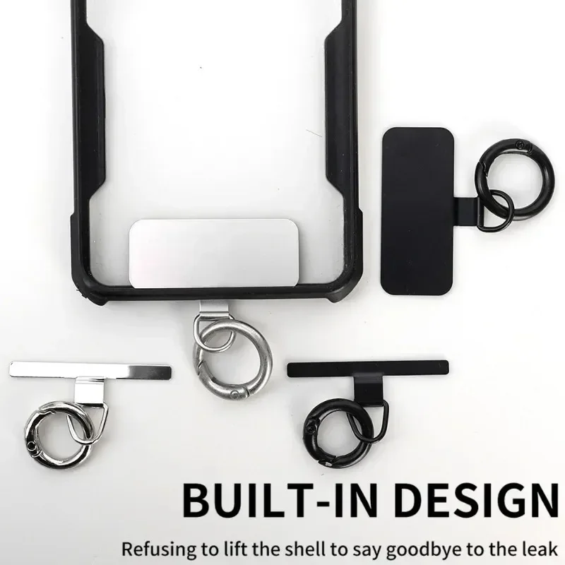 Stainless Steel Hanging Chain Anti-Lost Universal Metal Clips Phone Lanyard Tether Strap Tab Card Ultra-thin Cell Phone Patches