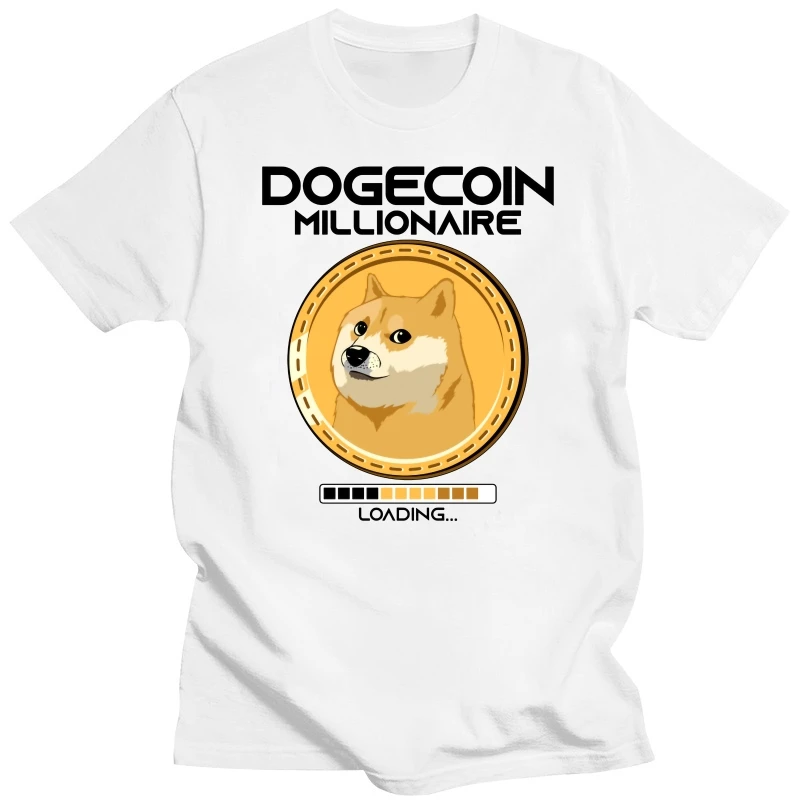 Dogecoin Millionaire Loading Cool Doge Coin Crypto Currency T Shirts Women Man's T-shirt Summer Tshirts Graphics Tee Tops