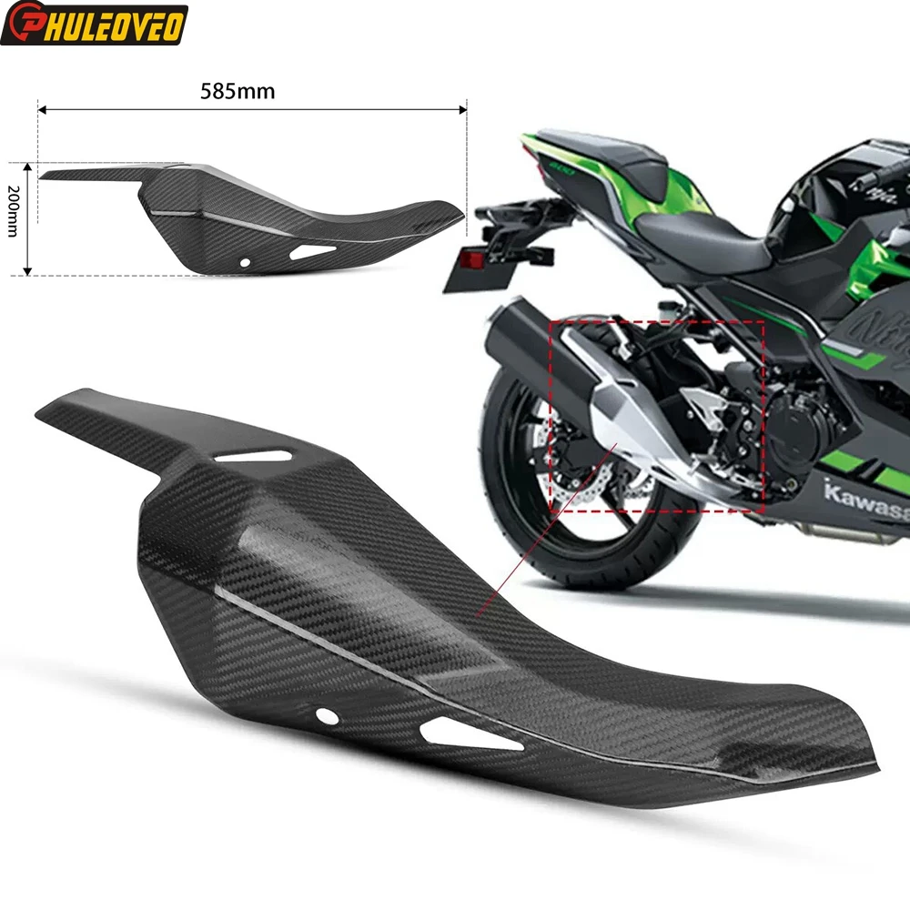 

For Kawasaki NINJA 400 2018-2024 Z400 2019-2024 Real Carbon Fiber Motorcycle Exhaust Heat Shield Cover Escape Moto Muffler