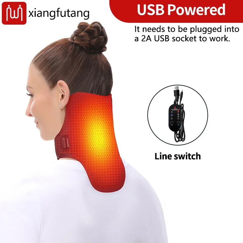 Black Electric Heated Neck Protection Belt with Three Adjustable Temperature Levels for Warmth And Neck Massage Relaxation