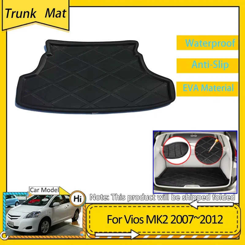 Car Trunk Mat For Toyota Vios Limo Yaris sedan Belta XP90 MK2 2007~2012 Cargo Luggage Boot Pad Protective EVA Waterproof Carpet