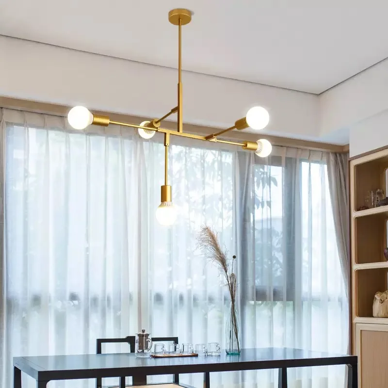 Wrought Iron LED Chandelier Retro Industrial Ceiling Lamp Light Living Room Dining Room Modern Decor Home Lighting Fixture