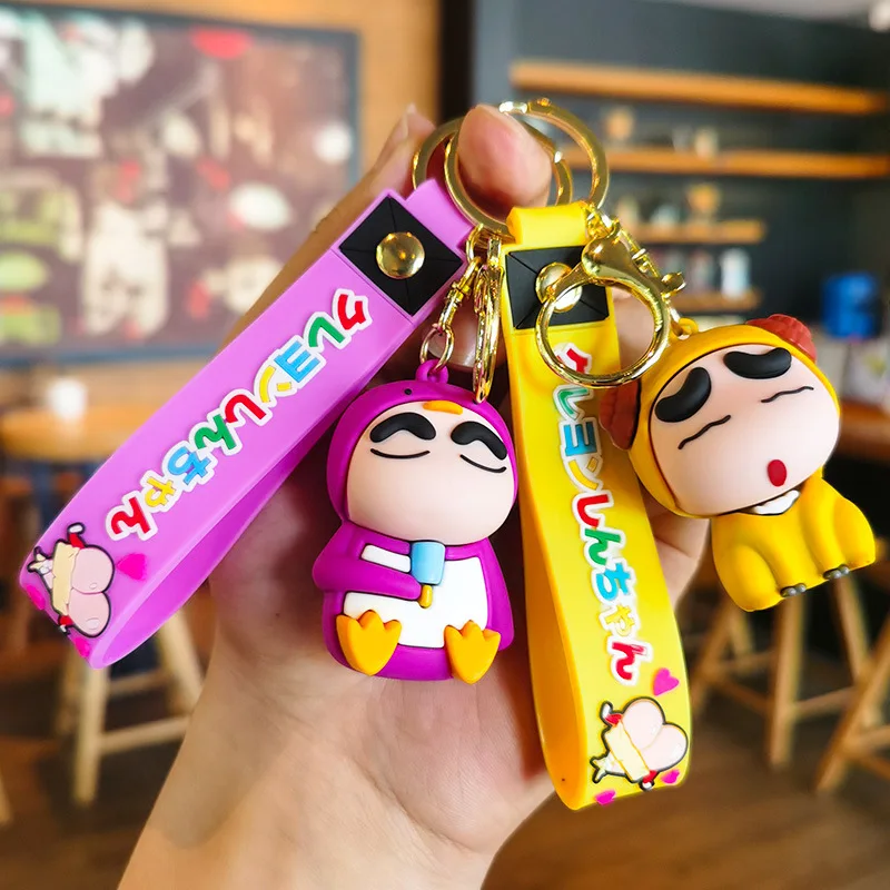 LLavero de dibujos animados Crayon Shin-chan, mochila de Anime, decoración de bolso, llavero colgante de silicona, llavero de coche de moda, modelo de juguete, regalo para niños