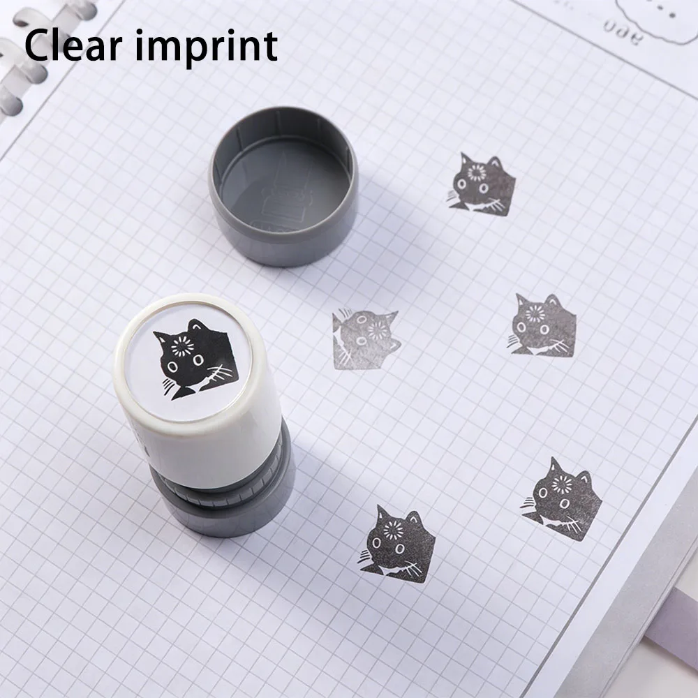 Small Round Funny Kitten Seal DIY Decoration Expression Downtime Cartoon Stamps Animal Shape Diary Collage Cat Stamps