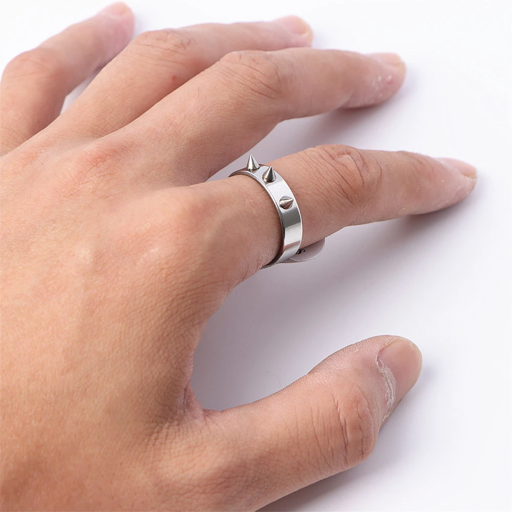 20Pcs/Lot Fashion Punk Spike Rivet Stainless Steel Rings for Men Women Personality Jewelry Accessories Party Gifts