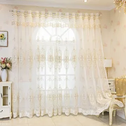 High-end and Luxurious European-style Embroidered Gauze Curtains Curtains for Living Dining Room Bedroom