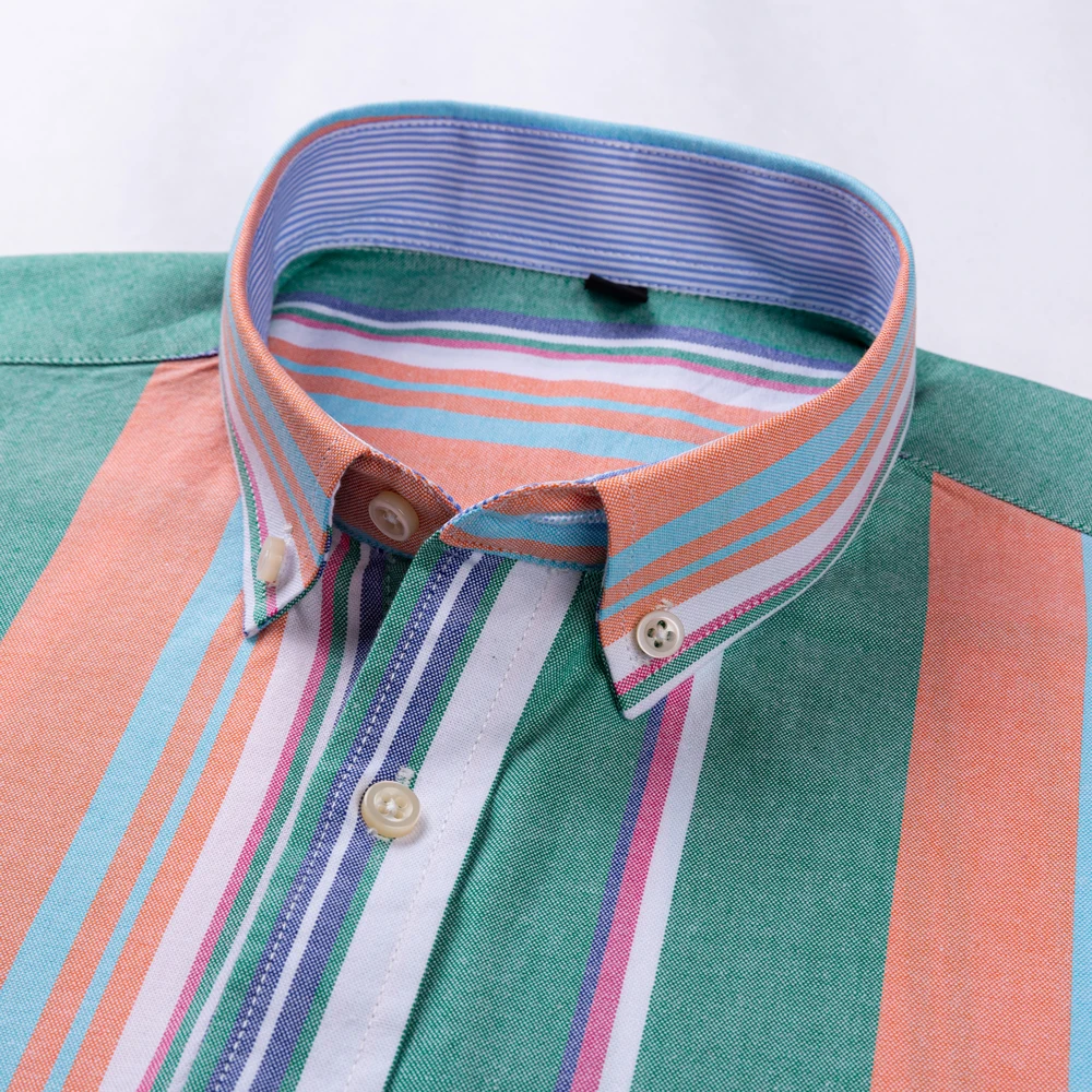 Oxford Striped Long Sleeve Button Down Shirts with Pocket, Old Money Style Designer Clothes for Man Cotton 100℅ Checked Shirts