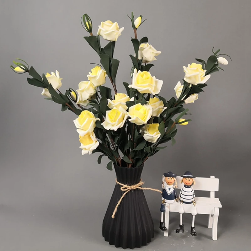 SEWS-Plastic Vases European Aimulation-Ceramic Flower Vase Wedding Home Decorations Rattan-Like Unbreakable Simplicity