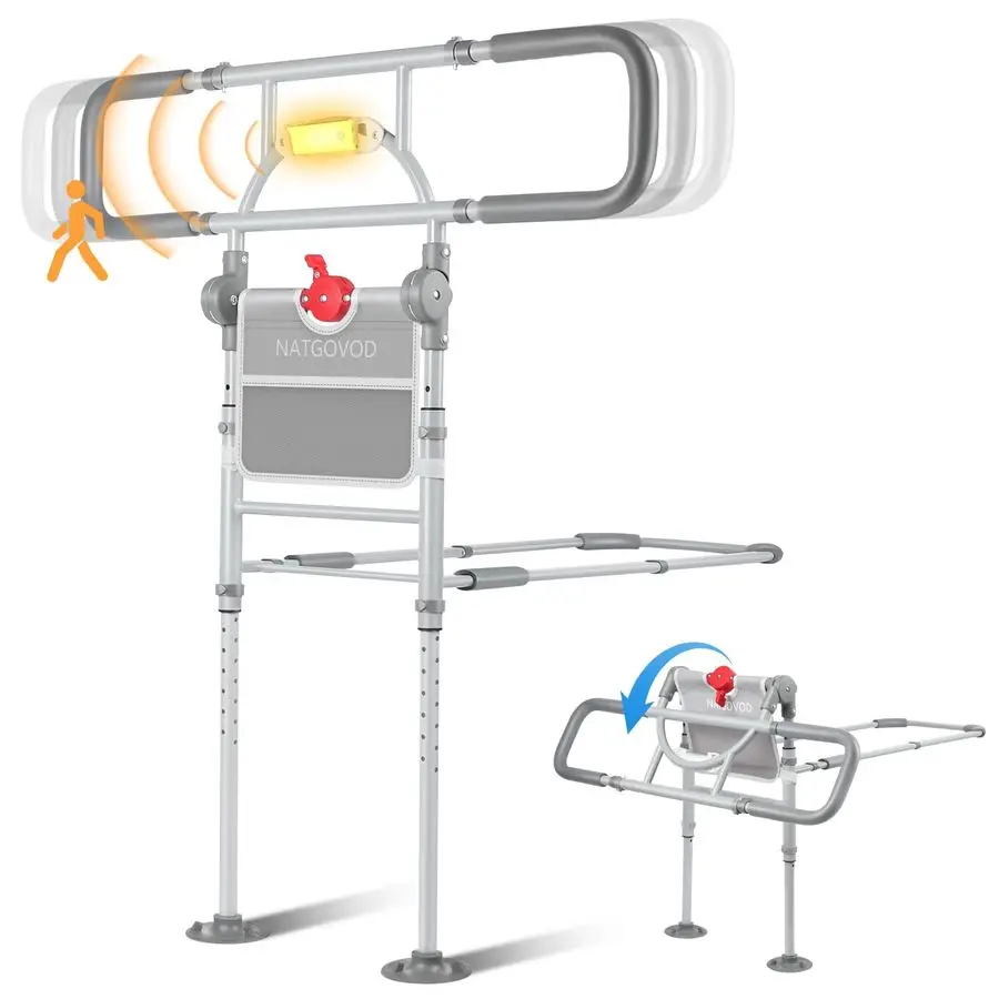 

Rails for Elderly Adults Safety with Motion Light amp Storage Pouch Bed Assist Rails for Seniors, Surgery Patients amp Handicap