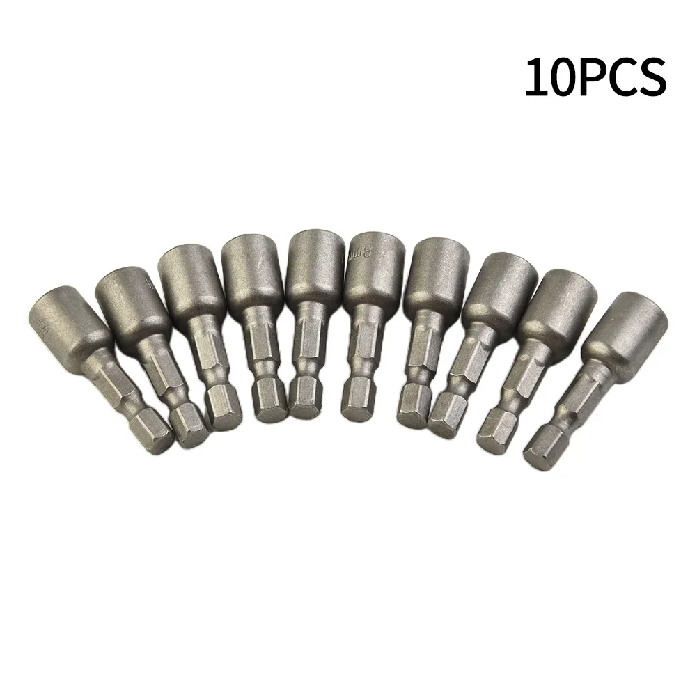 Hex Drill Bit Magnetic Nut Setter 10pcs Socket Adapter 8mm 5/16