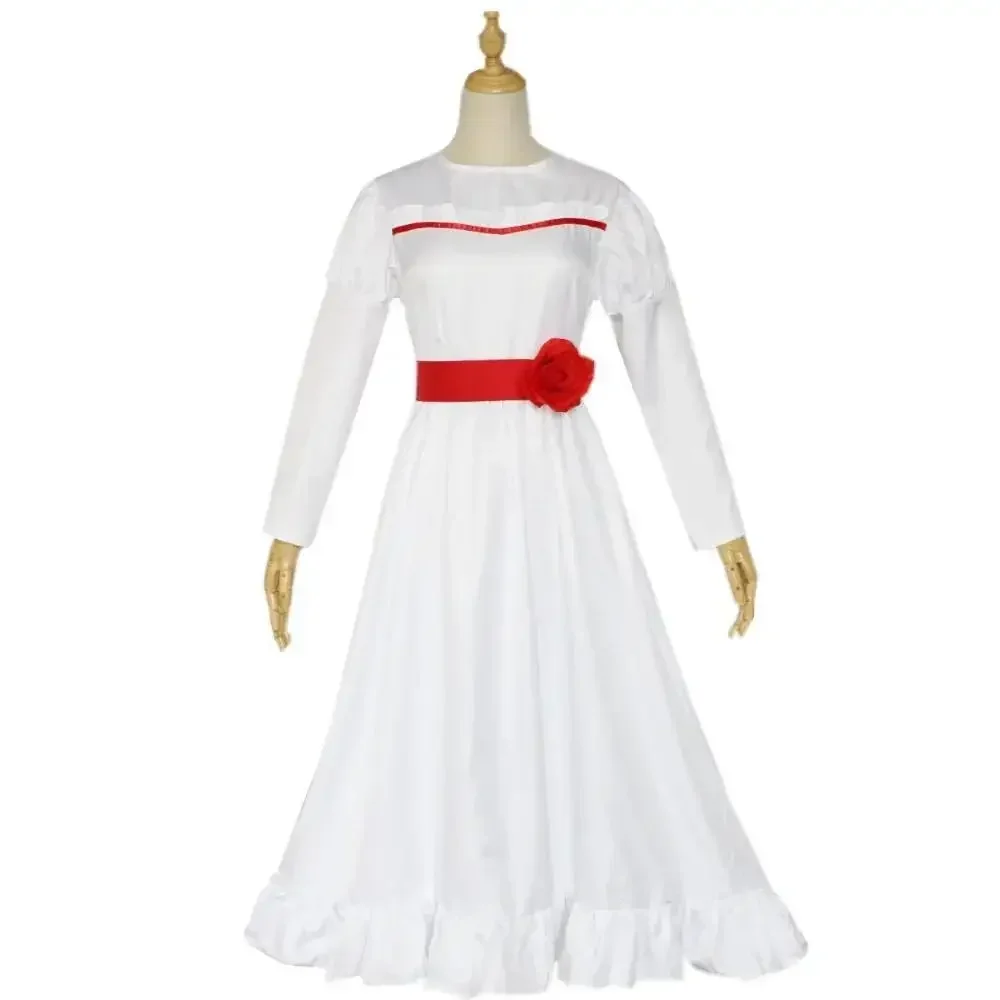 Horror Braut von Chucky Annabelle Cosplay Kostüm Kleid Cos Perücken Zaubernde Puppe Maske Frauen Böse Halloween Gruselige Outfits