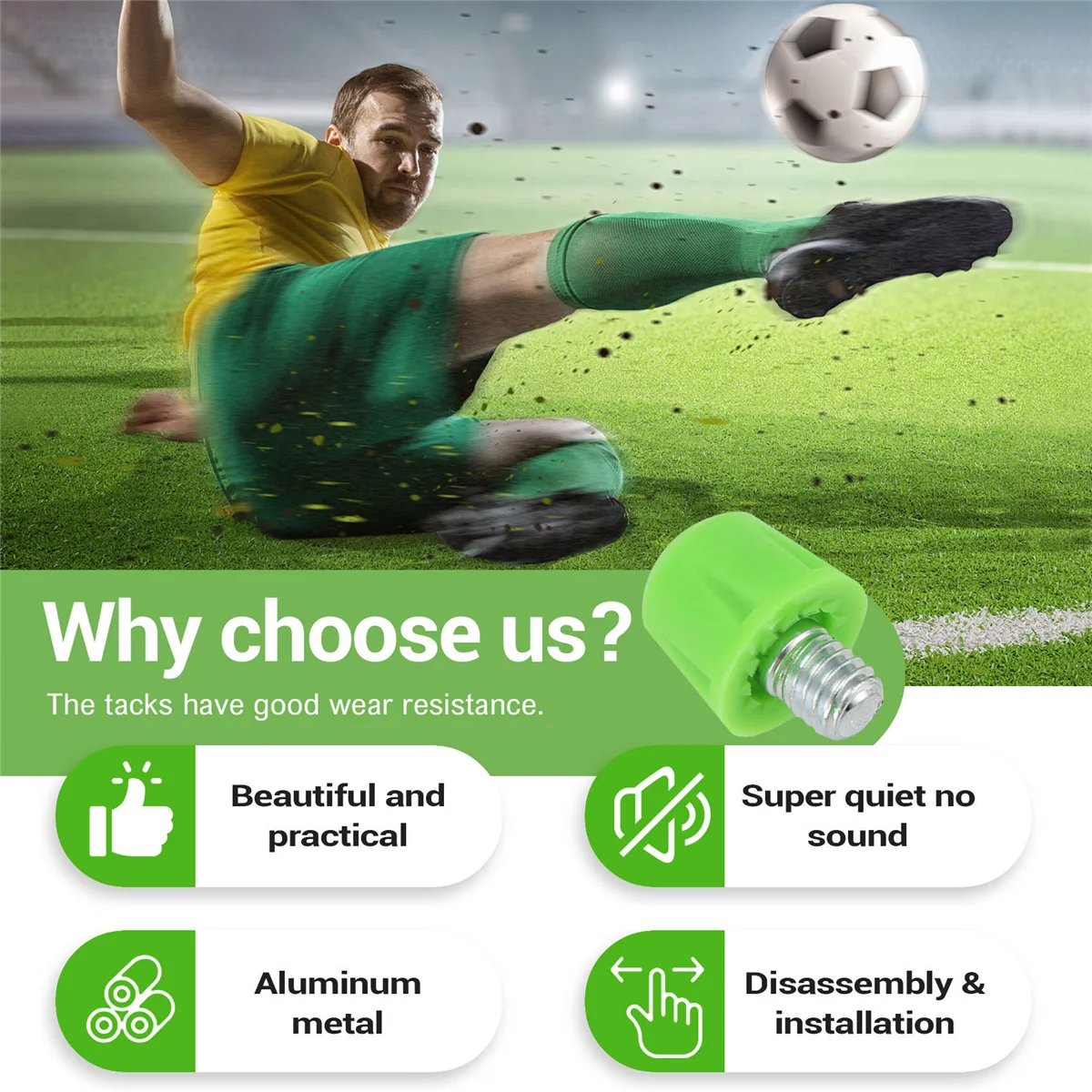 A98T12Pcs Football Boot Studs Non Slip Thread Screw M6 Professional Replacement Spikes SG to AG for Adidas Green