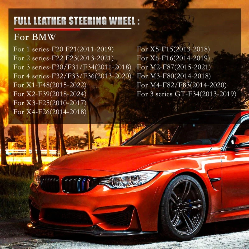 الجلود الداخلية عجلة القيادة صالح لسيارات BMW F10 F20 F30 F32 F36 F80 F82 M3 M5 E90 E87 E84 E70 الرياضة عجلة القيادة اكسسوارات السيارات #6