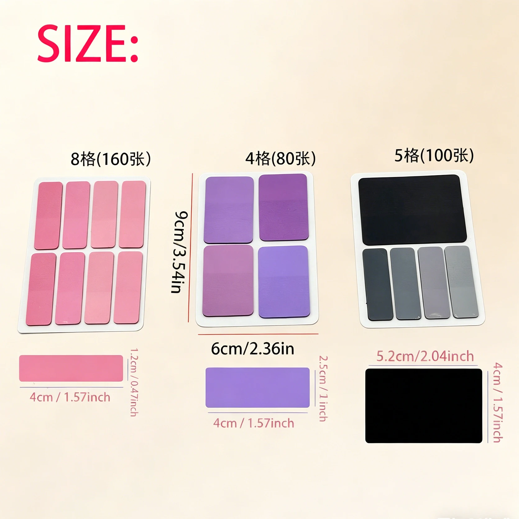 3pcs Multi-Card Stickers Gradient Index Label PET Colorful Reading Annotation Markers Writable Annotated Sticky Notes Memo