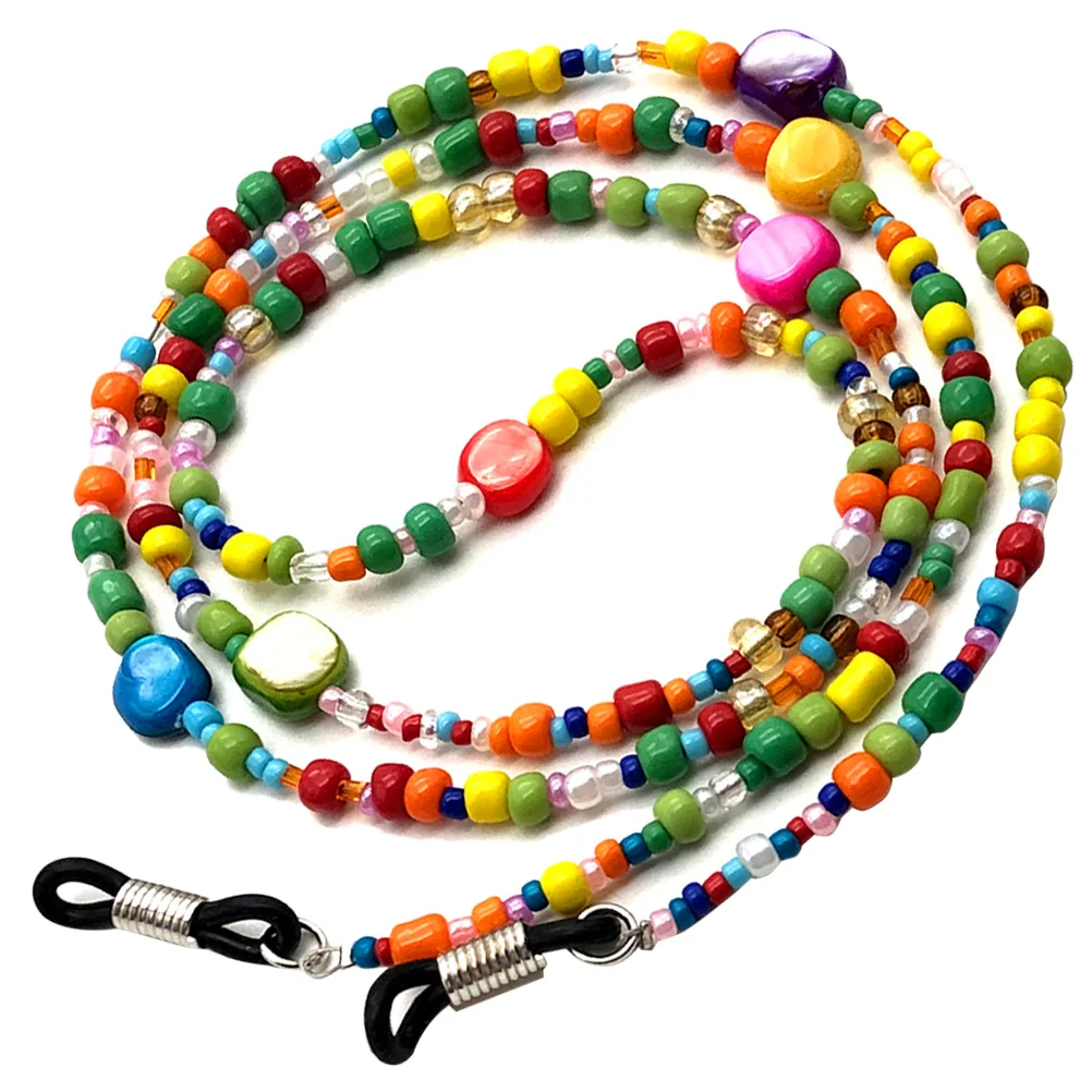 

Eyeglasses Chains Bohemian Style Shell Dyed Rice Beads Beaded Rope (color) Strap for Women Stylish Lanyard Holder Necklace Man