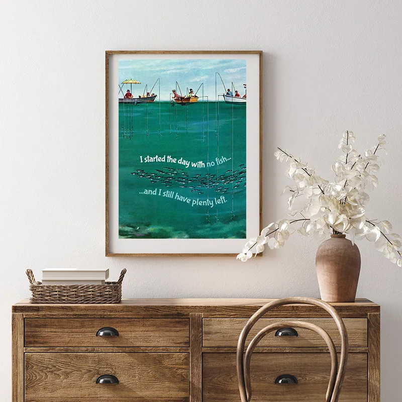 ملصق فني صياد عتيق لديكور المنزل ، لوحة قماشية ، صيد ، تخييم ، طبيعة ، بحيرة ، منزل ، طباعة جدارية ، صورة ، أولاد ، غرفة ، ديكور