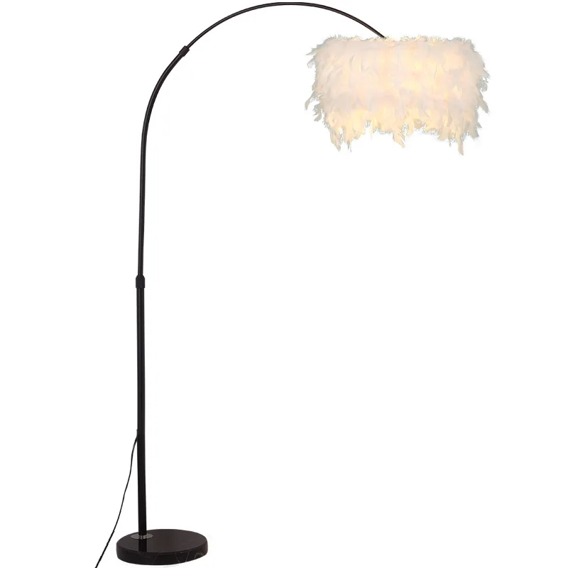 Floor lamp, living room, bedroom, study, modern and minimalist Nordic creative Zhongshan lighting fixture, fishing lamp, feather