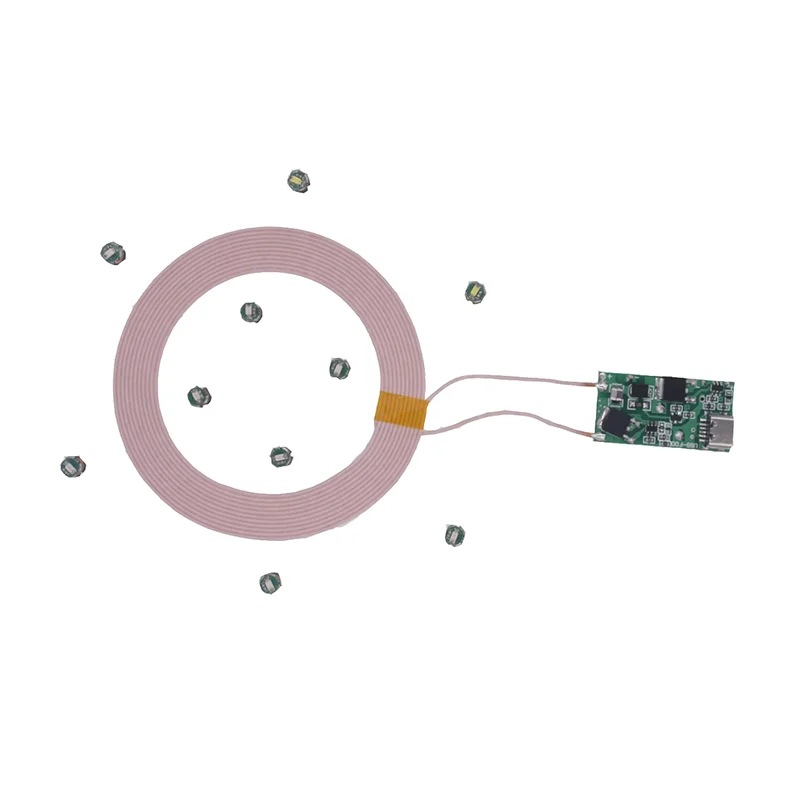 0-200mm Long-distance Wireless Power Supply Module Wireless Charging Module Kit with 10 Receiving LEDs