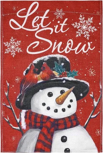 Christmas Garden Flag, Let It Snow Snowman Snowflake Garden Flags, 12x18 Inch RRI
