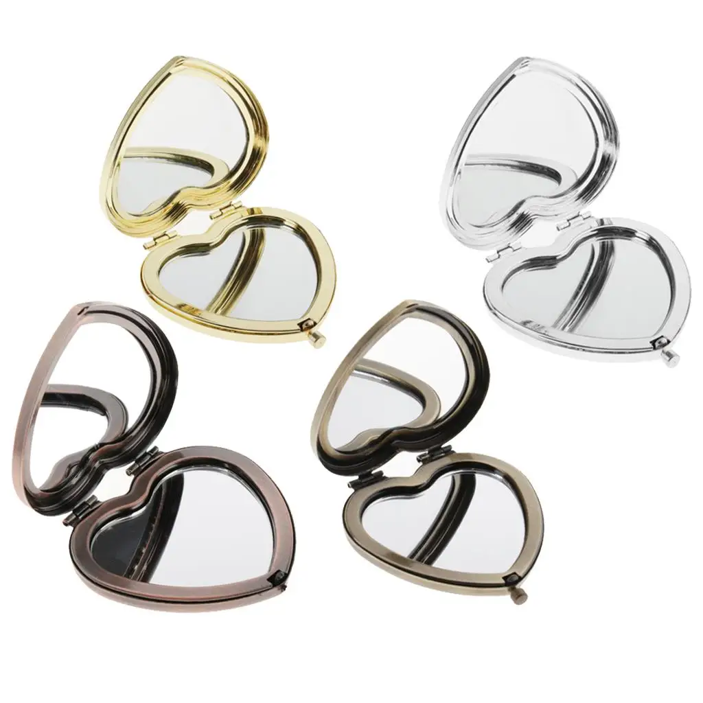 사랑스러운 귀여운 금속 프레임 여행 컴팩트 거울 메이크업 화장품 블랭크 거울