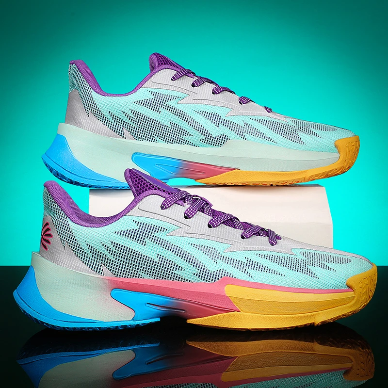 

Basketball Shoes for Men and Women, Lightweight Mesh Breathable Non-Slip Wear-Resistant Shock-Absorbing Practical Soft-Soled Stu