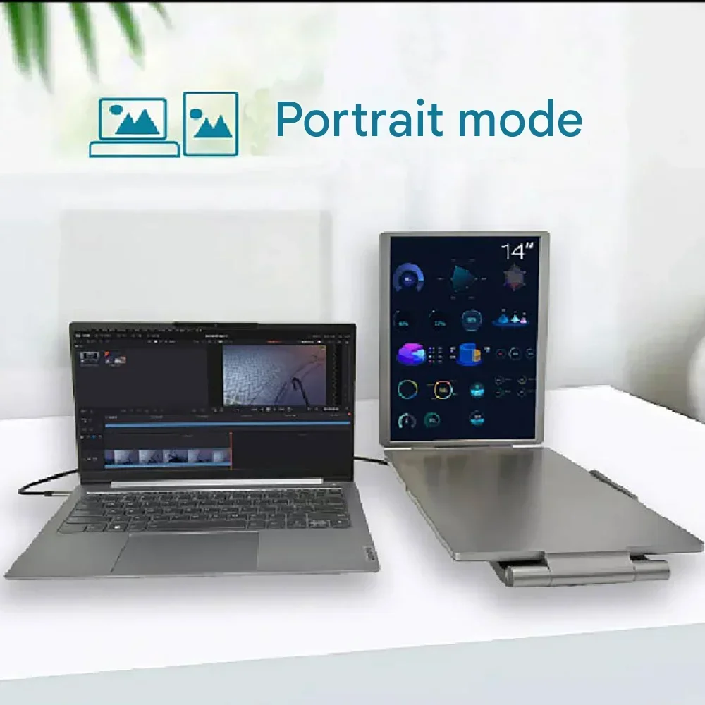 Display 14 Inch Laptop Screen Extender 16:10 Portable Monitor with Dual IPS LCD Display for windows and MacBook