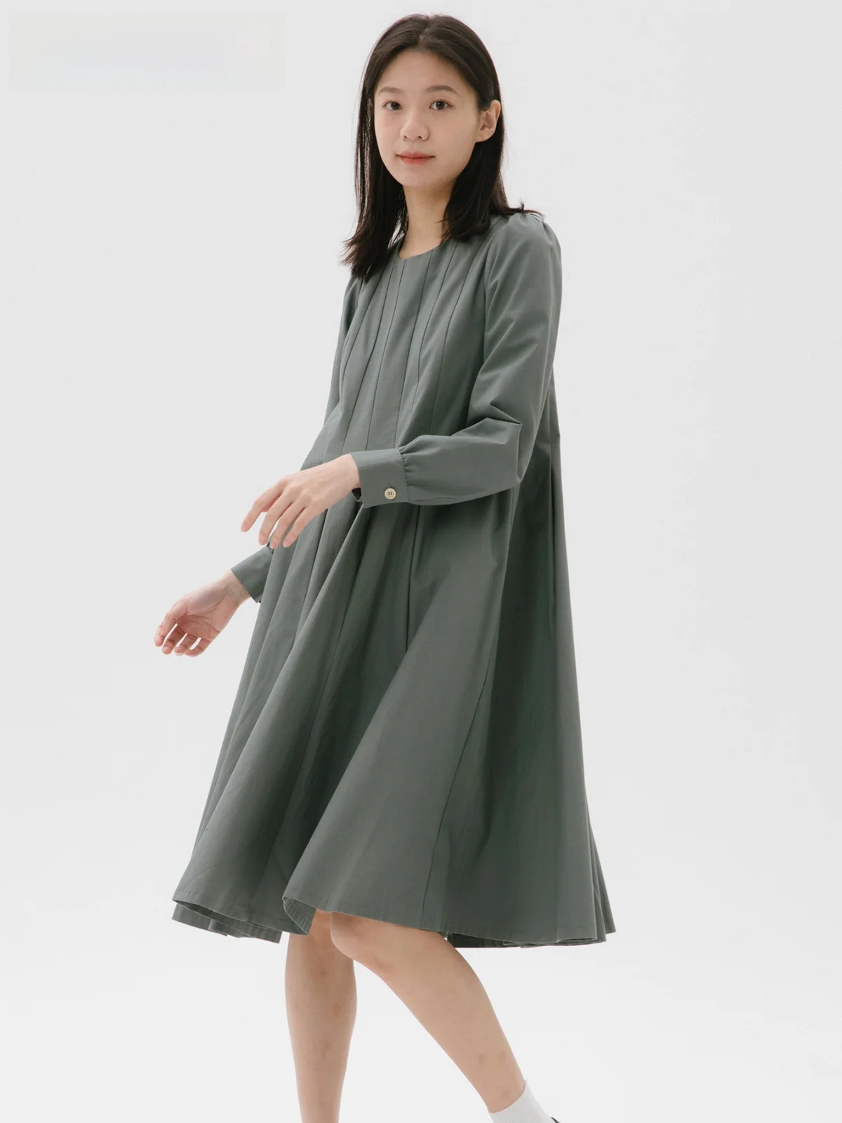 

Soft College Sle Pure Color Maxi Skirt Dr Gentlewoman's April S Highlight Addition 23ss Women's Cotton Long Sve D...