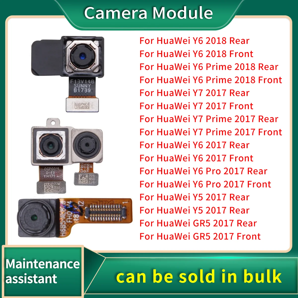 Front Selfie Facing & Back Rear Main Camera Flex Cable For HuaWei Y7 Prime Y6 Pro Y5 GR5 2017 2018 Big Small Camer Module Ribbon