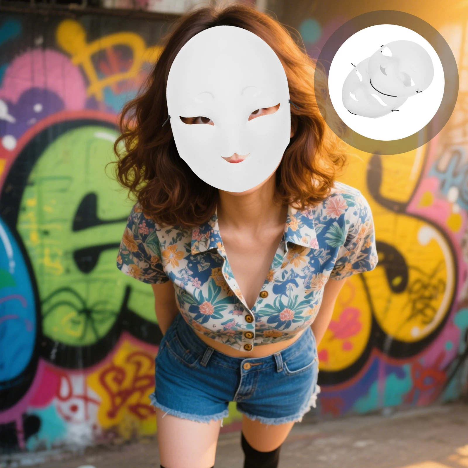 4 Pcs Fox Face Mask Animal Costume Masks Blank to Decorate Props Cosplay Party Supplies Dress Paintable Pvc