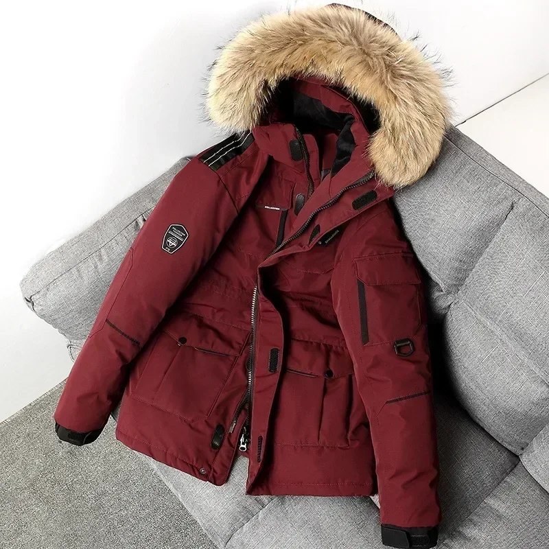 New Down Jacket Men 90% White Duck Down Parkas Coat Mid-length Big Plush Collar Male -20 Degree Keep Warm Thicken Snow Overcoats