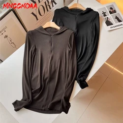 Hoodie Woman 2024 New Autumn Winter Female Casual Slim Solid Color Long Sleeve Hooded Outerwear Top