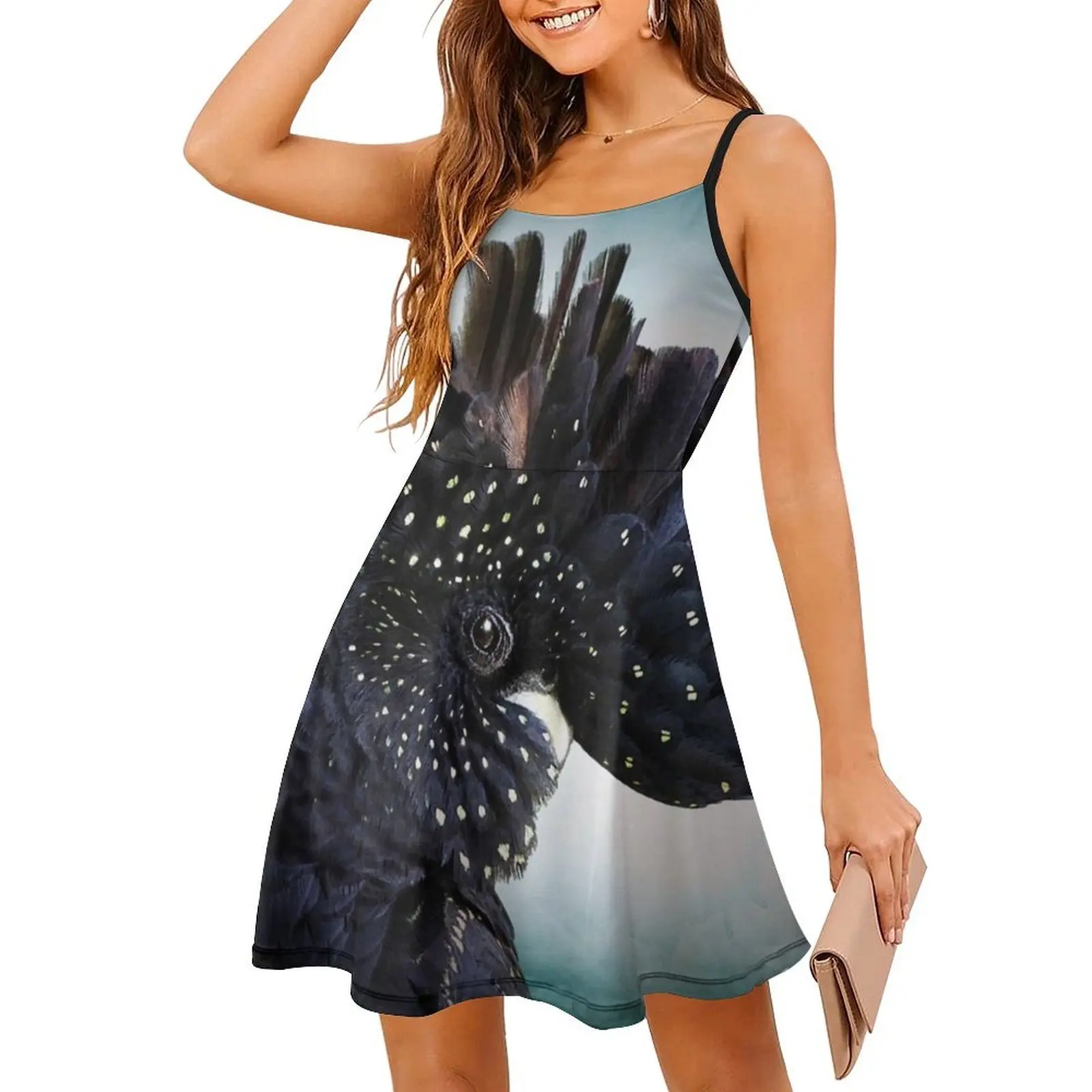 فستان كاجوال على الطراز الكوري باللون الأحمر الذيل الأسود للنساء فساتين مكتب يومية بسيطة للسيدات على شكل طائر كوكاتو بذيل أحمر