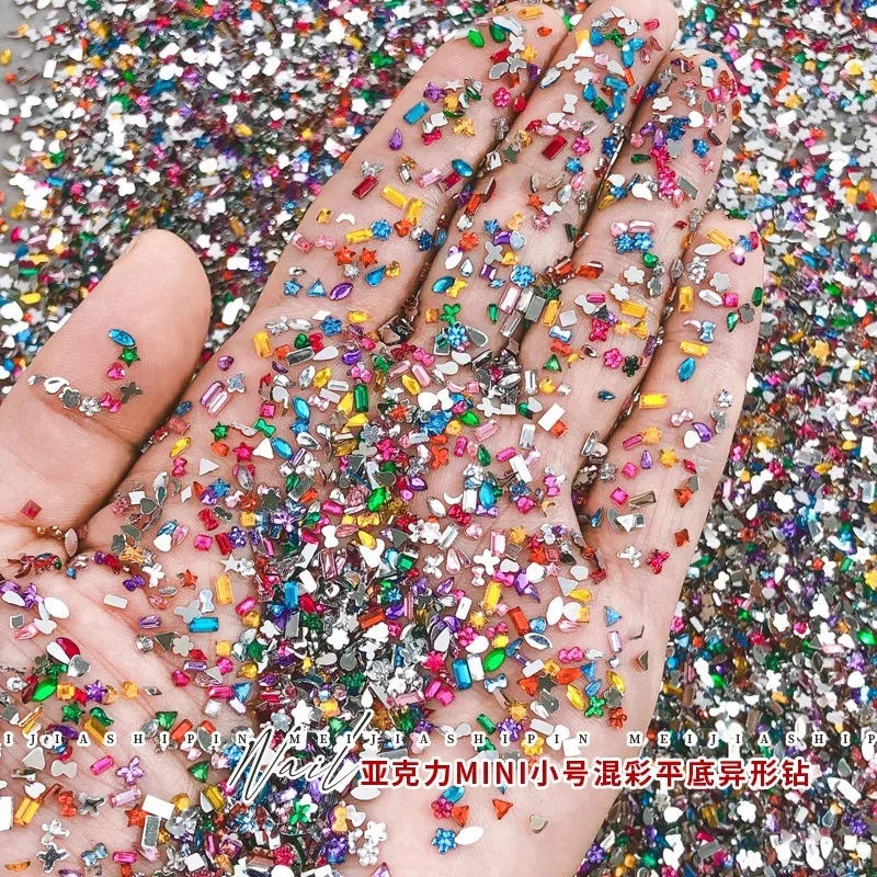 100Pcs Super Shiny Nail Flat Bottomed Diamond 3D Crystal Nails Art Rhinestones Mixed Sparkle DIY Luxury Manicure Accessories