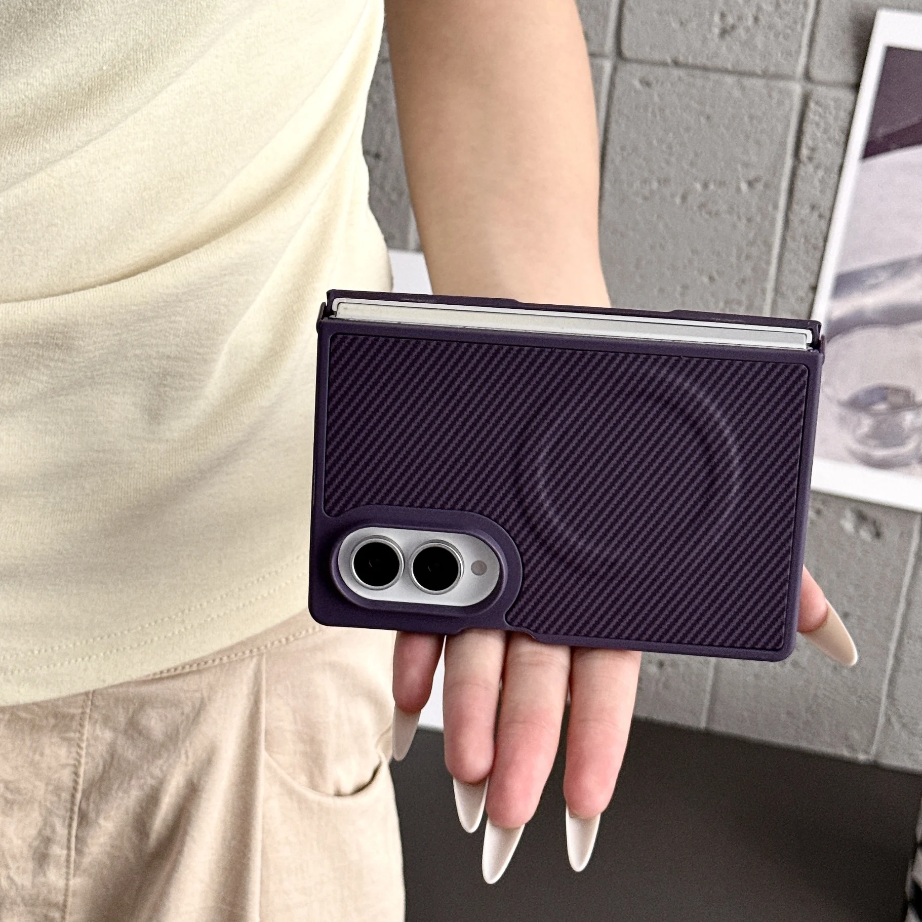 For Samsung Galaxy Z Fold 8 Wide Case For Magsafe Magnetic Carbon Fiber Texture Anti-fall Protect Cover For galaxy z fold8 Shell