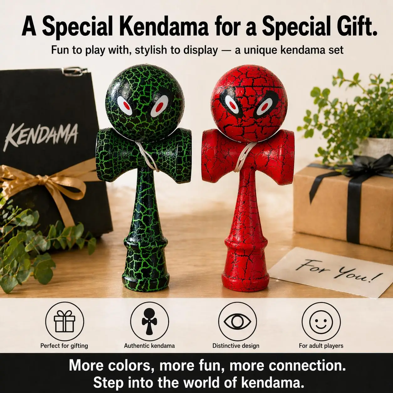 2 PC  Kendama Reaction Training Ball Green and red - Suitable for Balance Training, Skill Development