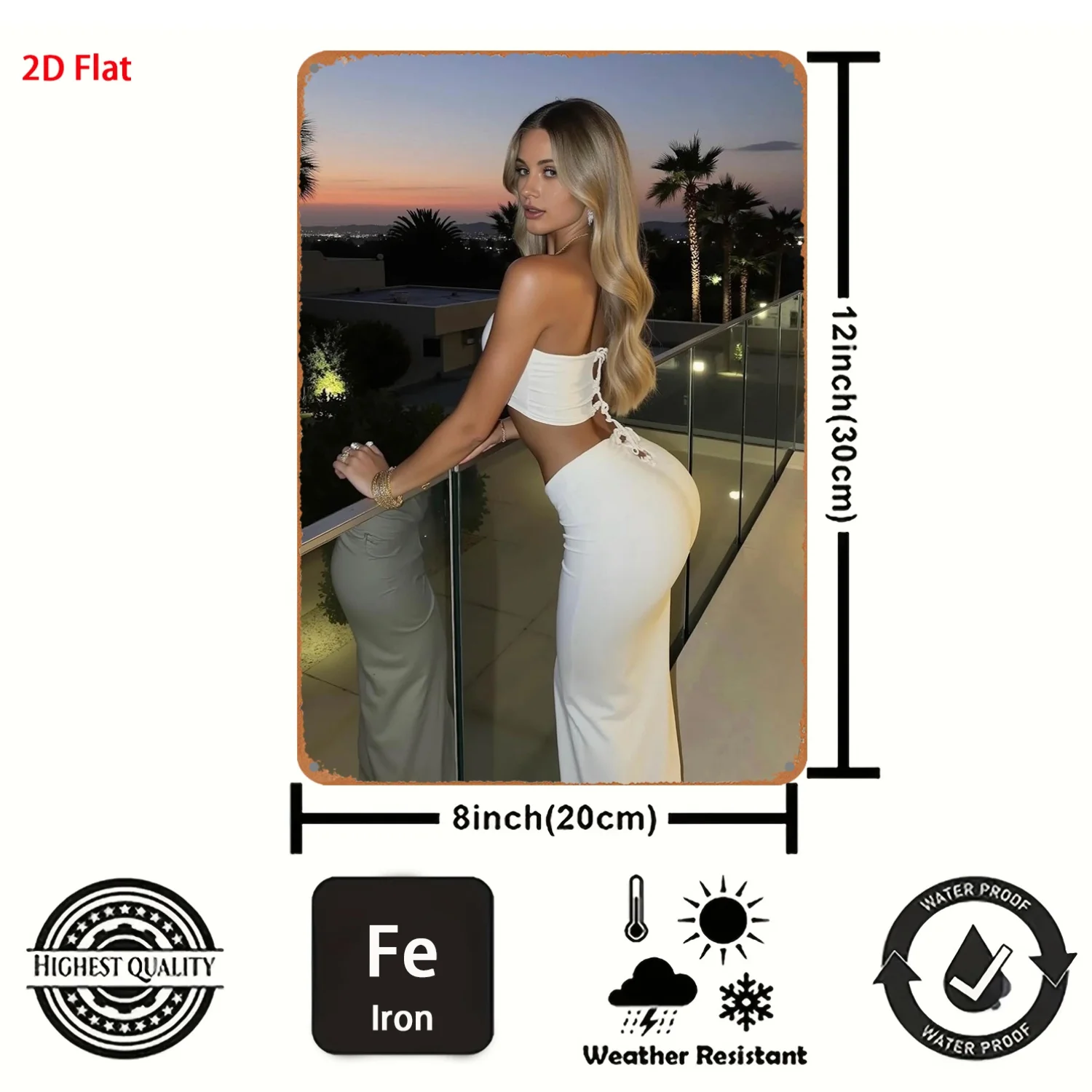 2D Metal Sign Modern Woman Wall Art 8x12 Inch Durable Decor for Studio Store Bar Club