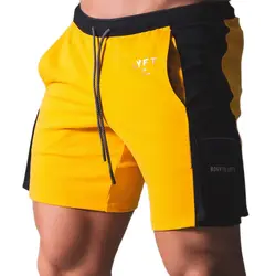 2023  Cotton Casual Patchwork Shorts Men Gym Fitness Bodybuilding Bermuda Summer Skinny Short Pants Bottoms Male Running Sport